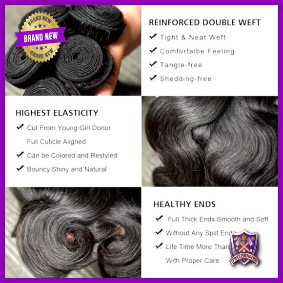 12A Human Hair Bundles 18-24 Inch Body Wave Extensions 4 Bundles Quick Weave main image 6